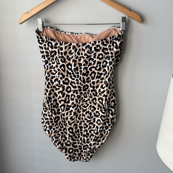 J. Crew Leopard Print Strapless One Piece Bathingsuit - Picture 5 of 9